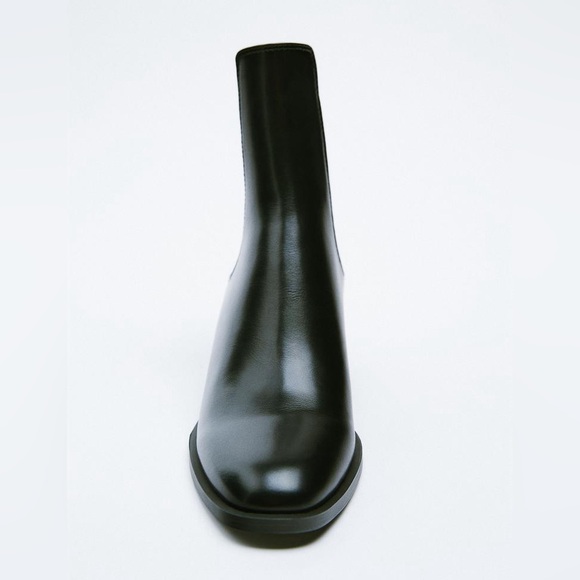 ZARA FLAT ANKLE BOOTS WITH HEEL DETAIL BLACK - Picture 3 of 12
